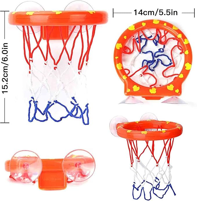 Cyfie Bath Toys for Toddlers - Bathtub Basketball Hoop Set with 4 Balls for Kids Ages 3-8 - Suction Cup Shower Toy for Boys and Girls