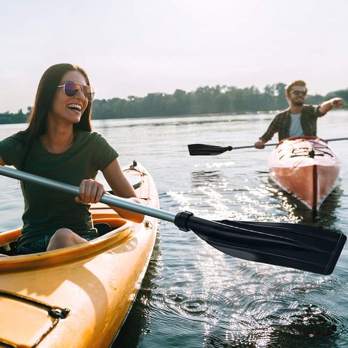 Zerone 2pcs Oars for Row Boat Aluminium Alloy Boat Oars with Oar Locks Detachable Kayak Paddles Lightweight Ribbed Blade Kayak Paddles Boat Oars