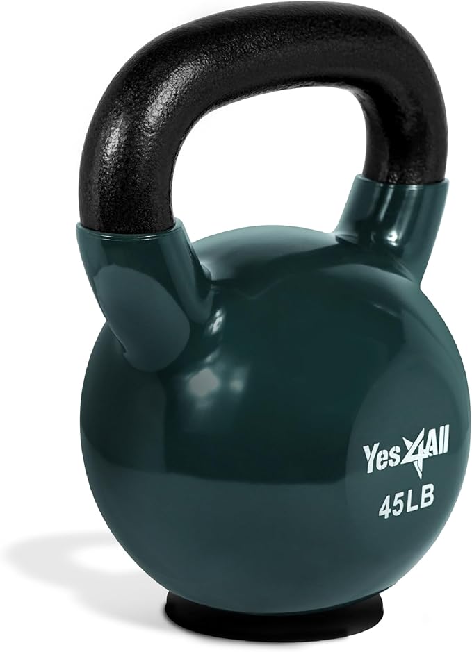 Yes4All Kettlebells Rubber Base, Kettlebell Set for Women, Strength Training Kettlebells Weights (10-65 lbs)