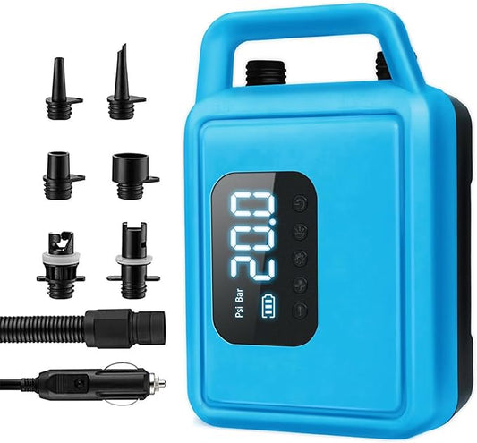 PIRIE Electric Paddle Board Pump,with Auto-Off Intelligent Dual-Stage Inflation & Deflation, for Kayaks and Boats