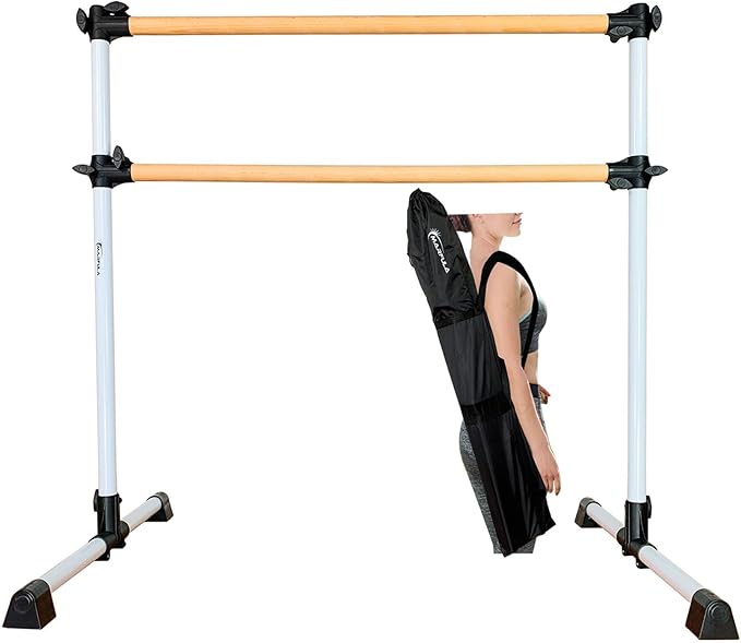 MARFULA 4 Ft Portable Wood Ballet Barre Ballet Bar Dance Barre Freestanding with Carry Bag