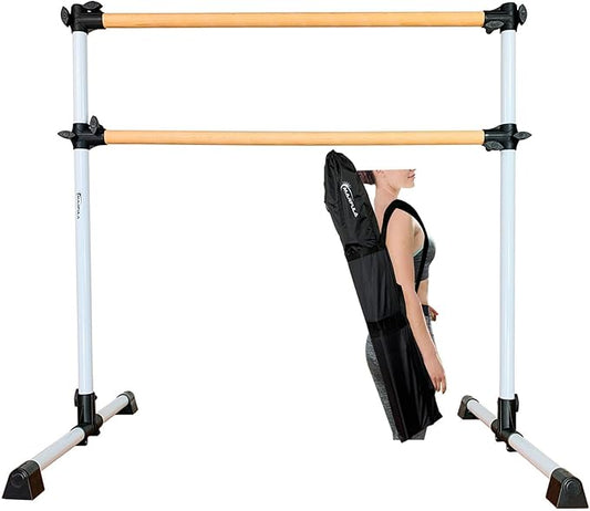 MARFULA 4 Ft Portable Wood Ballet Barre Ballet Bar Dance Barre Freestanding with Carry Bag
