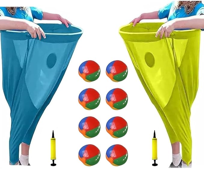 Granny Pants Yard Game, Oversized Giant Stretchy Pants Outdoor Game with Inflatable Ball & Bicycle Pump, for Birthdays, BBQs, Beach and Backyard Games