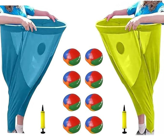 Granny Pants Yard Game, Oversized Giant Stretchy Pants Outdoor Game with Inflatable Ball & Bicycle Pump, for Birthdays, BBQs, Beach and Backyard Games
