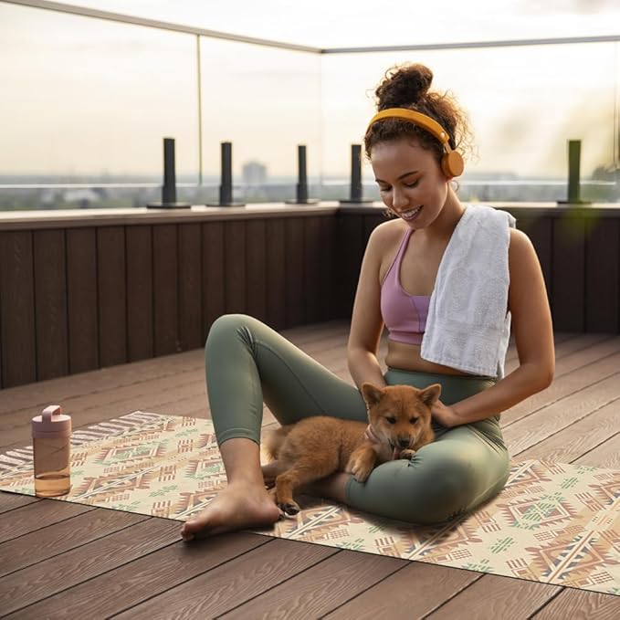 nuveti Cotton Yoga Mat - Absorbent, Grippy Tight Weave, Ashtanga & Hot Yoga Rug, Helps with Slippery Hands & Feet