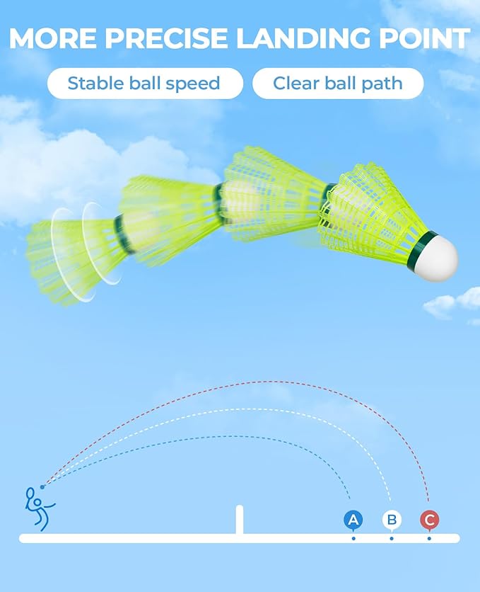 HIRALIY Badminton Birdies,Nylon Badminton Shuttlecocks with Stability Durability for Baseball Batting Practice Training,High Speed Birdie Balls for Backyards Indoor Outdoor Sports Activities
