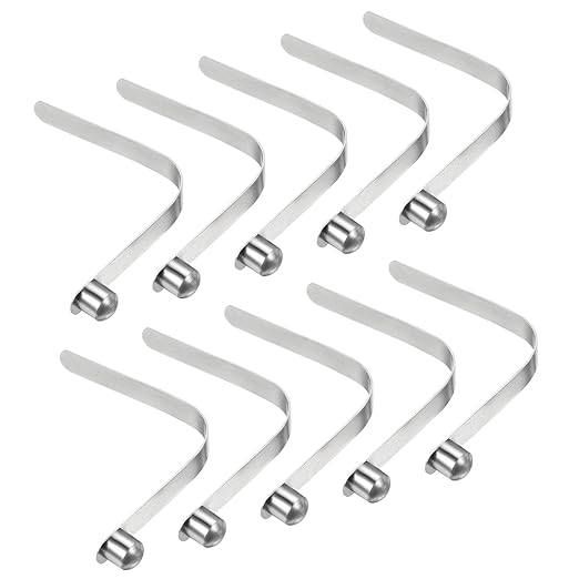 PATIKIL 8x8mm Kayak Paddle Snaps, 10 Pack Tent Pole Clips Steel V Shaped Single Pin Push Button Spring Clips Lock Tube Pole Clips for Camping Awning