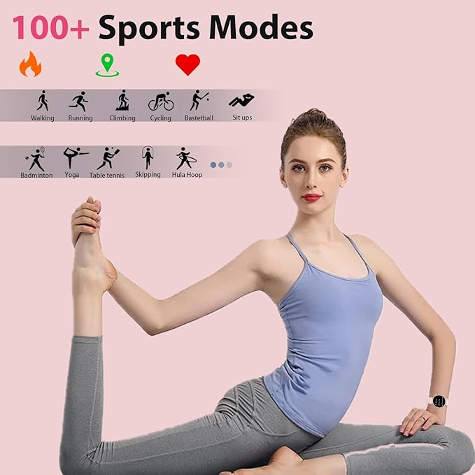 Smart Watch for Women Men,1.43" AMOLED Screen SmartWatches with Bluetooth Call ,Fitness Tracking with Heart Rate Sleep Monitor with 100+ Sport Modes ,Waterproof Fitness Watch for Android iPhone, Pink