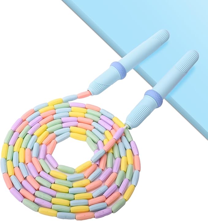 Beaded Jump Rope 1 Pack/2 Pack, ACEONE Segmented Skipping Rope for Kids Adults, Adjustable Tangle-Free Toddler Jumping Rope for Fitness Exercise Training