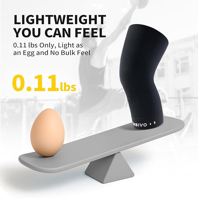 CAMBIVO Elite Motion Series Knee Brace for Women and Men (2 Pack), Ultra-Thin Lightweight Knee Compression Sleeve with Reflective Design for Pain Relief, Running, Workouts, Daily Use (Black, Large)