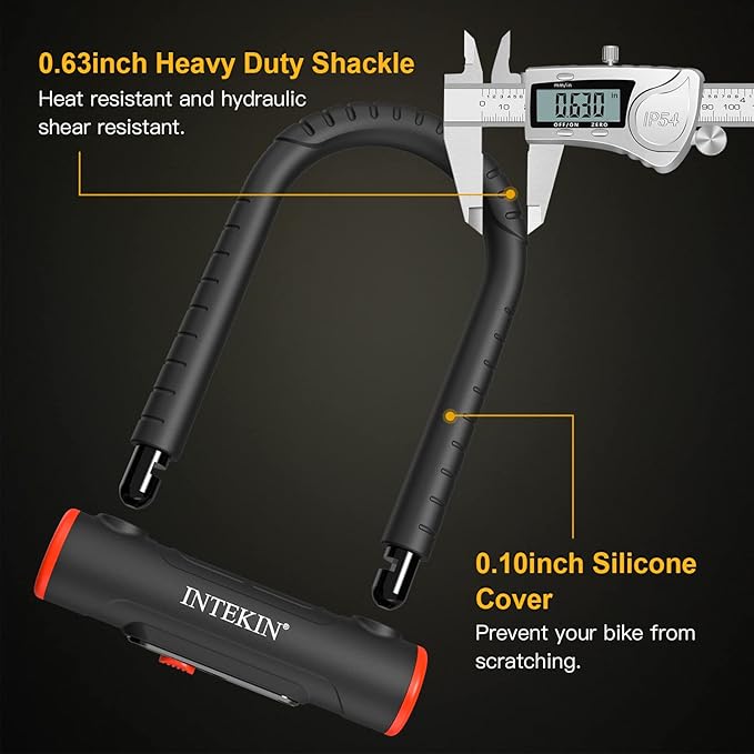 Bike U Lock Heavy Duty Bike Lock Bicycle Lock, 16mm U Lock and 3ft / 5ft / 6ft Length Security Cable with Sturdy Mounting Bracket for Bicycle, Motorcycle and More