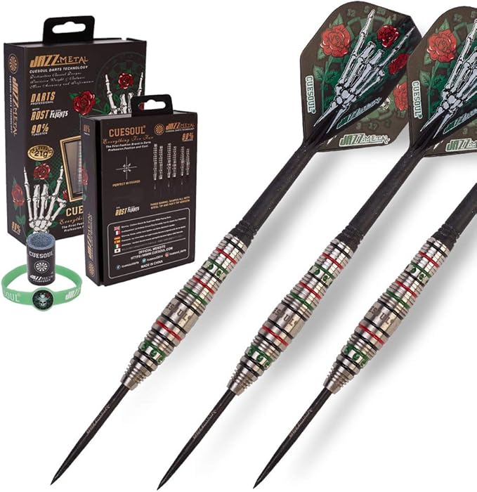 CUESOUL Jazz-Metal 21g/23g/25g 90% Tungsten Steel Tip Dart Set with Integrated Dart Shafts and Dart Flights