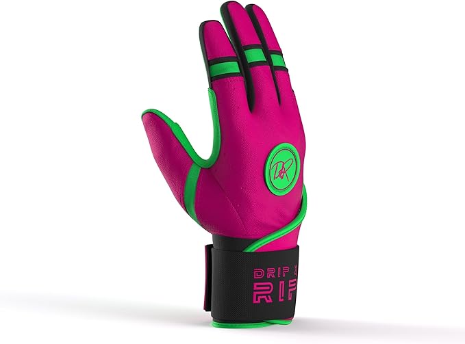 Drip & Rip Baller Series - Youth Batting Gloves + Adult Batting Gloves - for Softball and Baseball - Long Cuff Style for Men and Youth