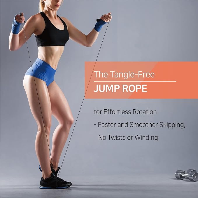 Skipping Jump Rope for Fitness Workout - Light Weight, Adjustable, Tangle Free, Excellent line control for Cardio Boxing, CrossFit, Training Exercise All Ages and Gender ( Special Luxury, KA-220, Made in Korea)