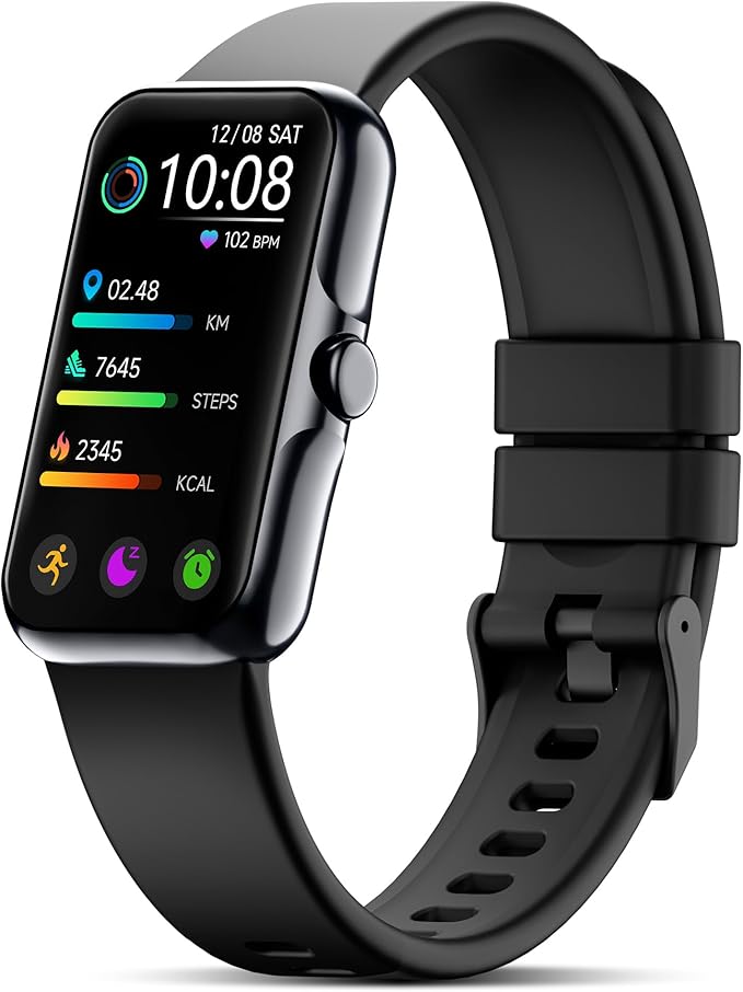 Health Fitness Tracker, Smart Watch with 24/7 Heart Rate and Blood Oxygen Monitor, Sleep Tracker with IP68 Waterproof, Activity Tracker Pedometer Step Counter for Women Men (Black)