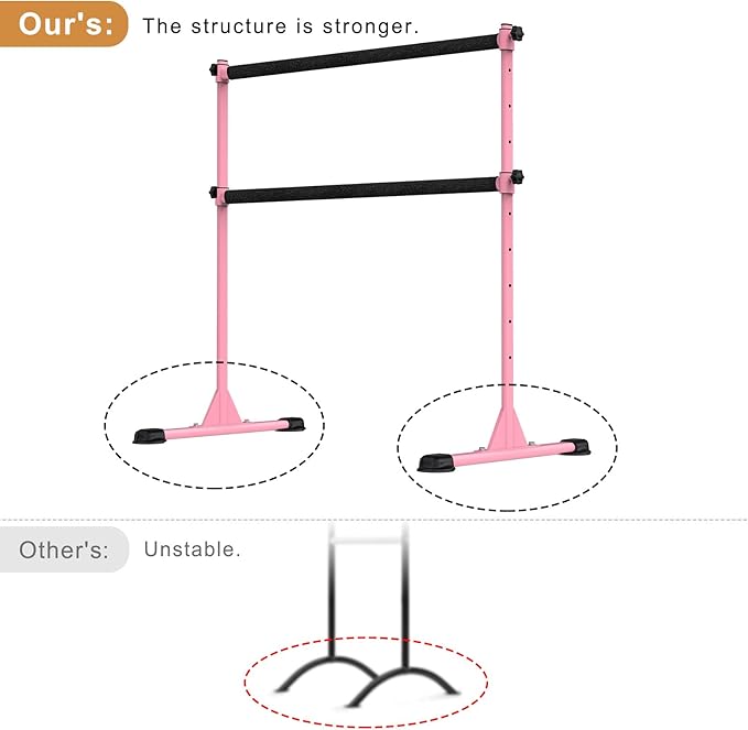 Height Adjustable Ballet Barre, Heavy Duty Freestanding Dance Bar, Anti-Slip Sturdy for Kids & Adults, Ideal for Home, Ballet, Fitness, Yoga