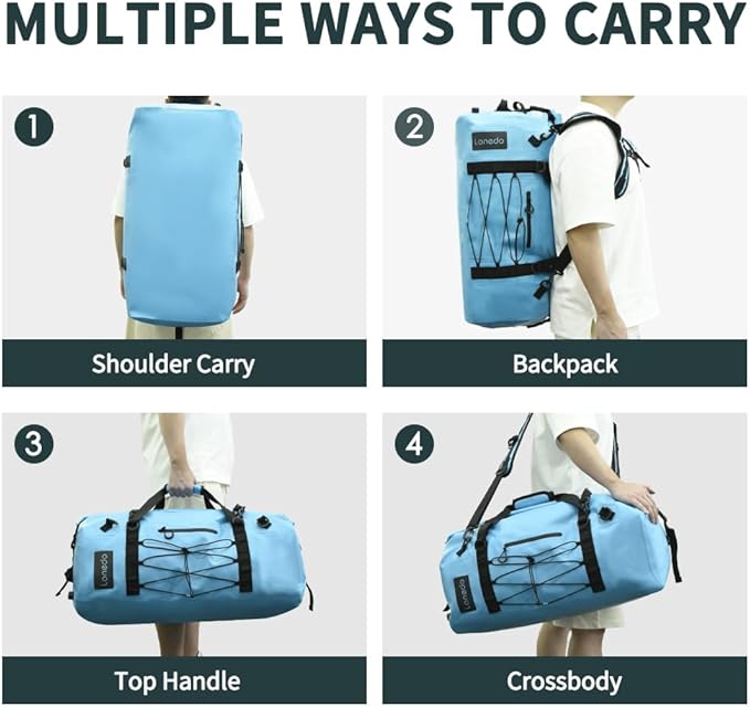 80L Dry Bag Large Waterproof Bag Roll-Top Heavy Duty Fishing Duffel Bag with Durable Straps & Handles for Kayaking Paddle boarding Boating Rafting Fishing