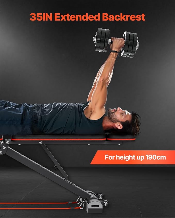 VEVOR Weight Bench, 800lbs Adjustable Weight Bench Press for Full Body Workout, Exercise Sit up Bench for Home Gym Strength Training, Flat Bench with with Leg Extension, Preacher Pad, Fast Adjustment