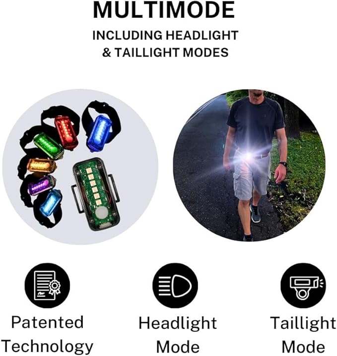 SpectraFLUX™ Ultra Bright Multicolor Wearable Safety Light for Bike, Running, Walking and More, USB Rechargeable, 12 Colors, 8 Modes including Taillight & Headlight, Clip-on and other Mounting Options