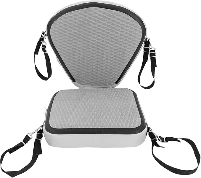 Universal Kayak Seat with Back Support - EVA Padded Thicken Seat Cushion for Kayaking, Canoeing, Rafting, Fishing & Paddle Boards - Adjustable Straps for Comfort and Durability (Grey)