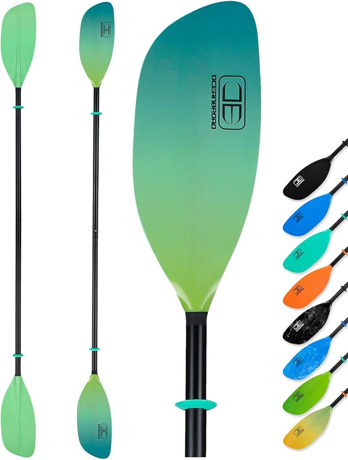 OCEANBROAD Kayak Paddle 86in/218cm, 90.5in/230cm Alloy Shaft 2-Piece Floatable Kayak Oar for Kayaking Canoeing Boating