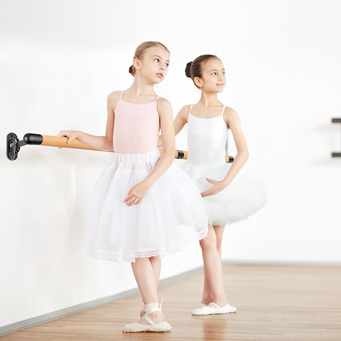 BeneLabel Wall Mount Ballet Barre Solid Wood Dance Bar with Height Adjustable Metal Brackets for Dance Training