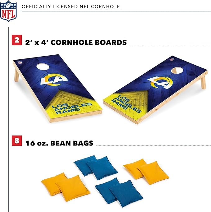 Wild Sports NFL Football 2' x 4' Regulation Size Solid Wood Cornhole Set with Direct Print HD Team Graphics Great Gift for Any Football Fan! Bean Bag Toss Family Outdoor Game