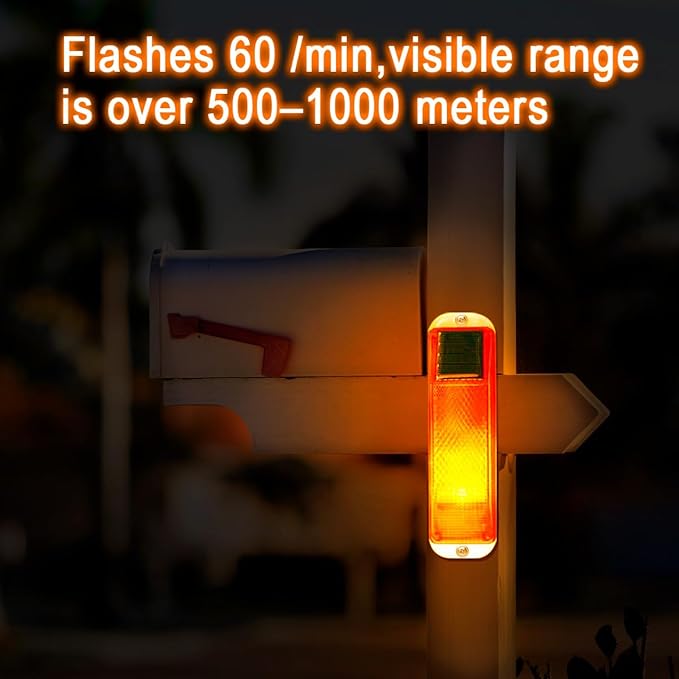 Aolyty Solar Strobe Warning Light Sensitive LED Warning Lamp Super Bright Waterproof Light Control Flashing Beacon Barricade Construction Safety Road Signs Flash Traffic Lights (White)