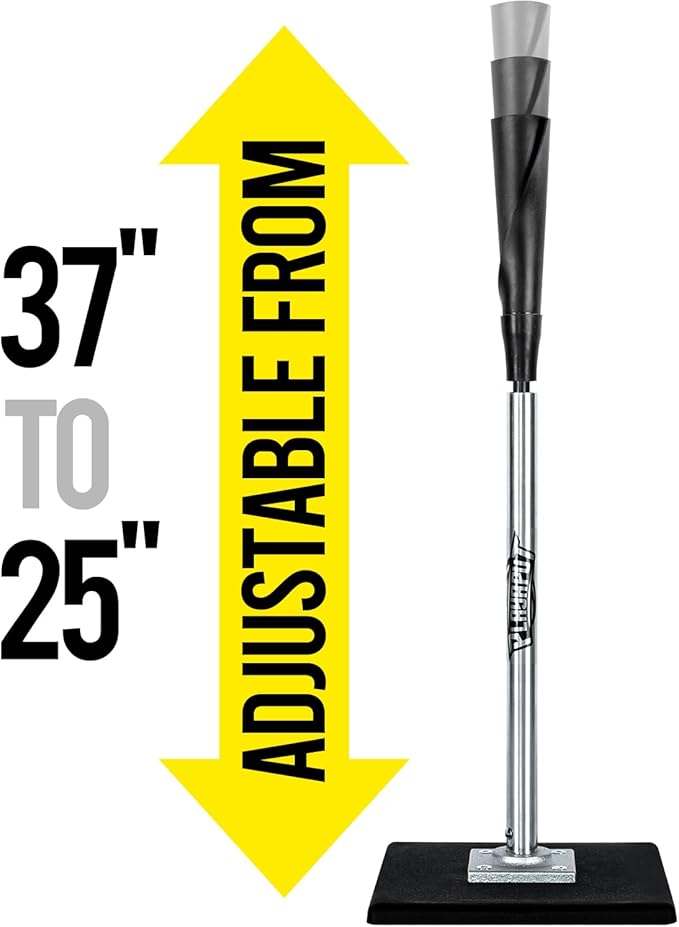 Portable Batting Tee for Baseball/Softball, Height Adjustment from 25-37 inch,Easy Transport Premium Baseball Tee with Rubber Top,Heave Duty Base Hitting Tee for Kids/Youths/Adults
