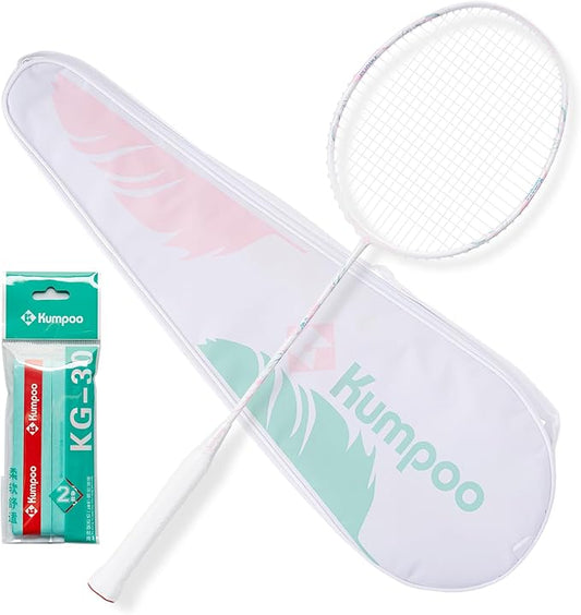Professional Badminton Racket 5U | Carbon Fiber Badminton Racket Set with Grip Tape & Cover Bag | Pro Badminton Racquet Lightweight for Beginner, Intermediate Players Outdoor Games