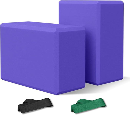 2 Pack 9‘’x6‘’x4‘’ Yoga Blocks with Stretch, Durable Yoga Foam Blocks, High Density & Non Slip Surface for Yoga, Pilates, Stretching, Dance, Ballet, Gymnastics,Fitness for Stability & Balance