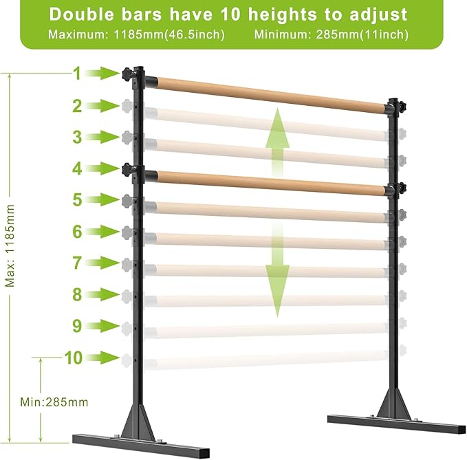 SELEWARE Height Adjustable Ballet Barre Freestanding Ballet Bar Heavy Duty Dance Bar Support Barre Movements Body Stretch Pull-ups, Sturdy Construction Never Fall Apart, Anti-Slip