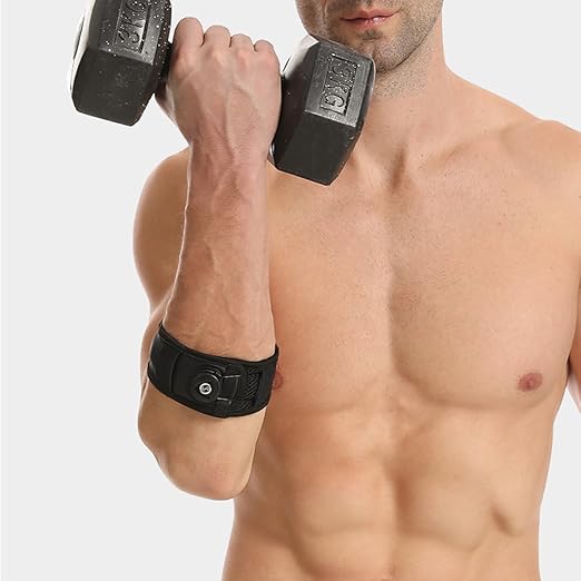 Tennis Elbow Brace for Men & Women, 2 Pack Elbow Support Strap for Golfers, Basketball, Baseball, Badminton, Weightlifting - Tendonitis, Arthritis, Pain Relief, with Knob style Automatic Buckle