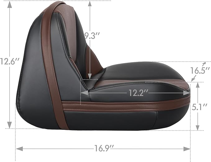Lean Pro Casting Fishing Boat Seat High Back Bass Boat Seat, Black/Brown