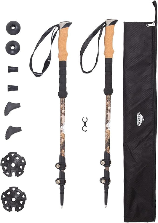 Cascade Mountain Tech Trekking Poles - Carbon Fiber Walking or Hiking Sticks with Quick Adjustable Locks