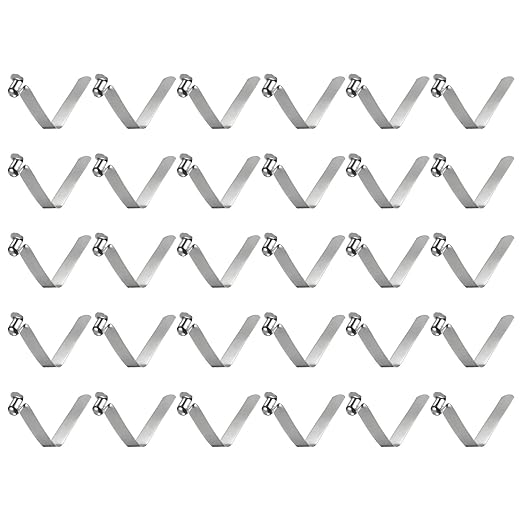 HARFINGTON 30pcs Single Button Kayak Paddle Snap Spring Clip 8x11x49mm 65Mn Spring Steel V-Shaped Hollow Lift Telescopic Locking Tube Pole Clips for Tent Umbrella Camping