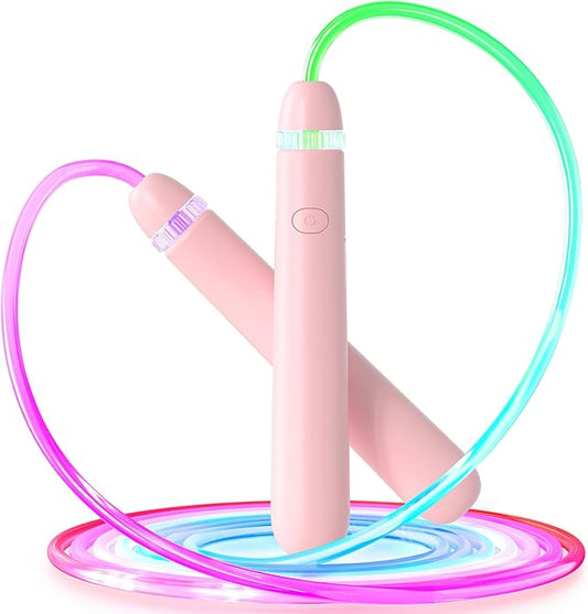 LED Light Up Jump Rope for Kids and Adult, Adjustable Glowing Skipping Rope for Boys and Girls, Colorful Luminous Jumping Rope for Fitness and Workout