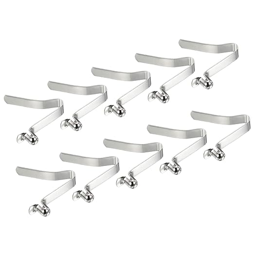 PATIKIL 8x6mm Kayak Paddle Snaps, 10 Pack Tent Pole Clips Steel V Shaped Single Pin Push Button Spring Clips Lock Tube Pole Clips for Camping Awning