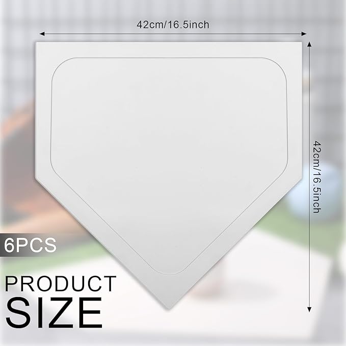 Wettarn 6/12 Pcs Bulk Home Plate Baseball Softball Rubber Portable Throw Down Home Plate for Gym Teachers, Skill Camp Instructors, Backyard Batting or Pitching Practice Training