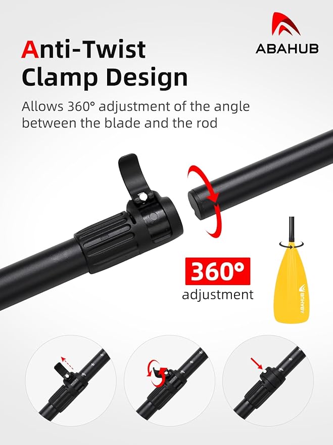 Abahub SUP Paddle - 3 Piece Adjustable Paddles - Lightweight Stand-up Paddle Oars for Paddleboard, Adjustable Aluminum Alloy Shaft 68" - 84", Black/Blue/Green/Orange/Red/Yellow Plastic Nylon Blade