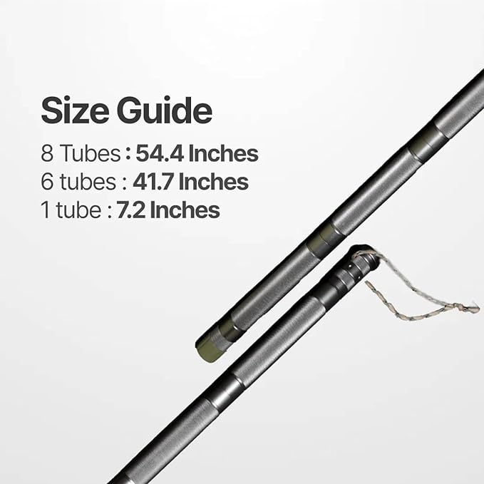 Hiking Tactical Stick Walking Staff - Outdoor Multitool Gear Trekking Pole Collapsible Retractable Premium 15 in 1 | 8 Tubes