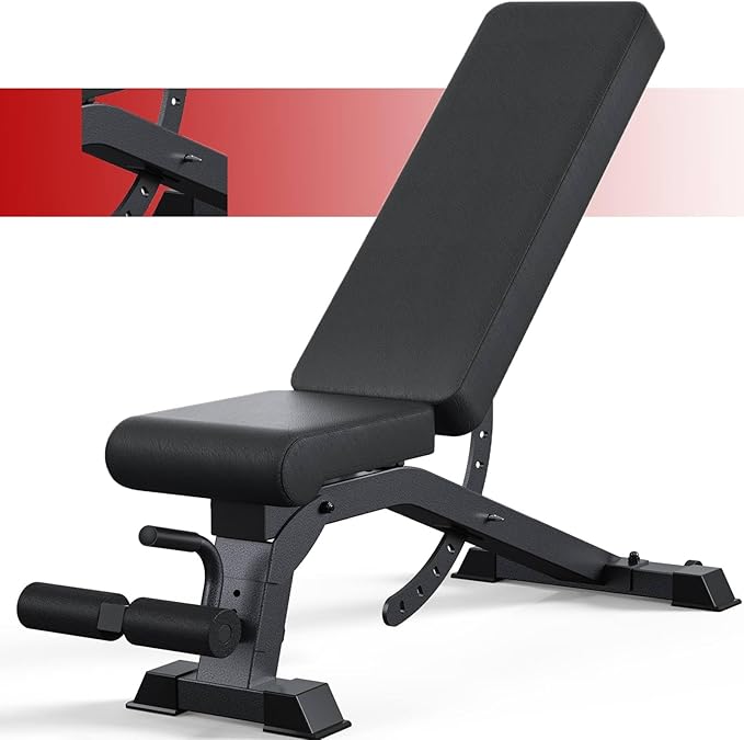 Adjustable Weight Bench with 12x4x4 Positions, 1200LB Heavy Duty Workout Bench for Home Gym, Commercial Incline-Flat-Decline Bench Press for Full Body Fitness, Fully Upright Backrest with 4 Suitable Leg Rest Gears