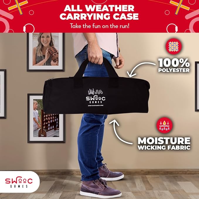 SWOOC Games - Rustic Ring Toss Game (All Weather) - Easy Setup & Extra Games Included - Ring Toss Game for Adults - Outdoor Acitivities for Adults - Yard Toys for Kids - Backyard Fun - Outdoor Party