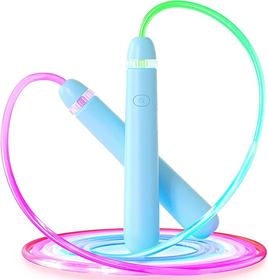 LED Light Up Jump Rope for Kids and Adult, Adjustable Glowing Skipping Rope for Boys and Girls, Colorful Luminous Jumping Rope for Fitness and Workout