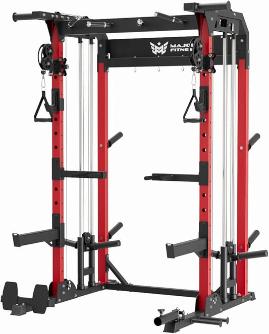 MAJOR FITNESS F22 Power Rack, 1600lbs All-in-One Squat Rack with Cable Crossover, Dual Pulley System, Heavy-Duty Steel Frame, Attachments & Storage for Home Gym Strength Training