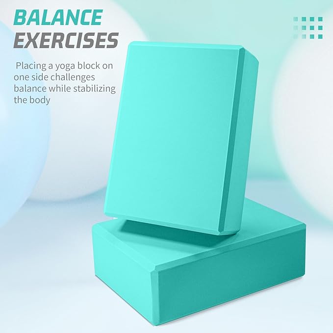 Biguphate Yoga Blocks 2 Pack, EVA Foam Yoga Block Supportive Latex-Free, Non-Slip Exercise Blocks, Yoga Accessories for Pilates, Meditation, Balance, Stretching and Deep Poses