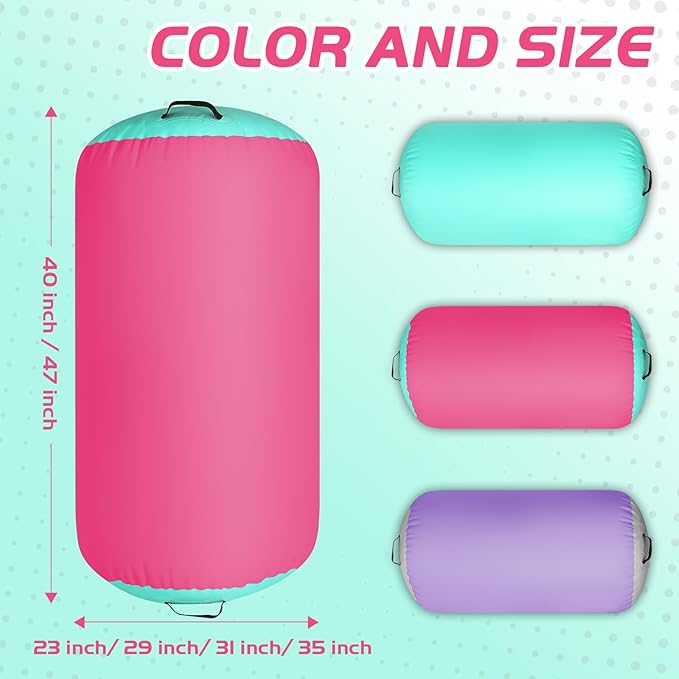 Inflatable Gymnastics Air Roller Set, Tumble Rolling Air Roller Gymnastics Barrel with Electric Pump for Kids Adults Home Outdoor Gymnastic Training Cheerleading Yoga