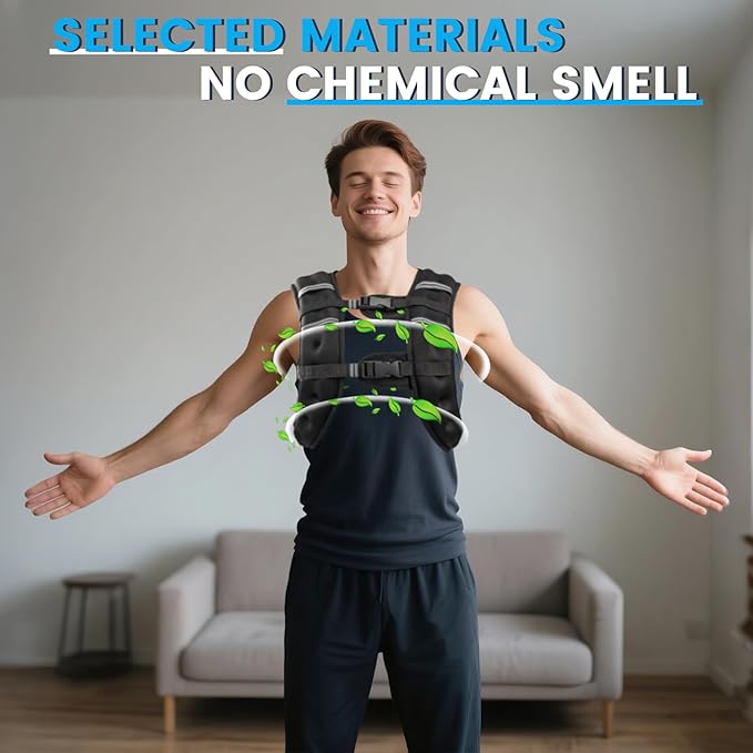 Weighted Vest, 6lb/8lb/12lb/16lb/20lb/30lb for Men, Women with Reflective Stripe, Weight Vests Adjustable for Workout, Strength Training, Running, Fitness, Muscle Building, Weight Loss