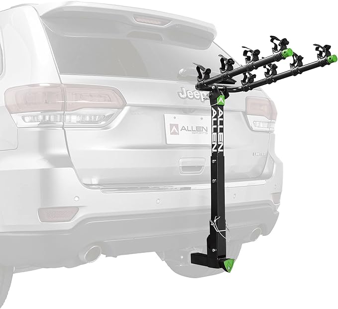 Allen Sports Deluxe Locking Quick Release 4-Bike Carrier for 2 Inch Hitch, Model ZN542Q, Green/Black