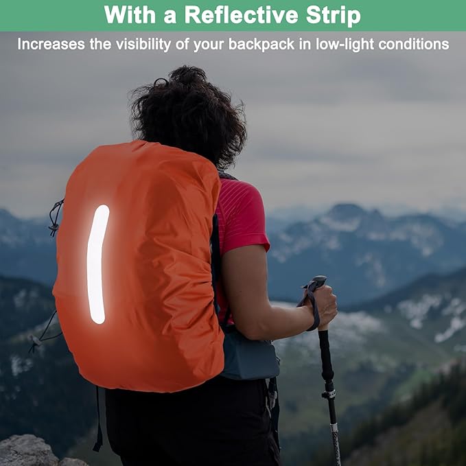 Waterproof Backpack Rain Cover Waterproof Backpack Cover, Bag Rain Cover with A Vertical Reflective Strap for Hiking/Biking/Camping/Outdoor Traveling